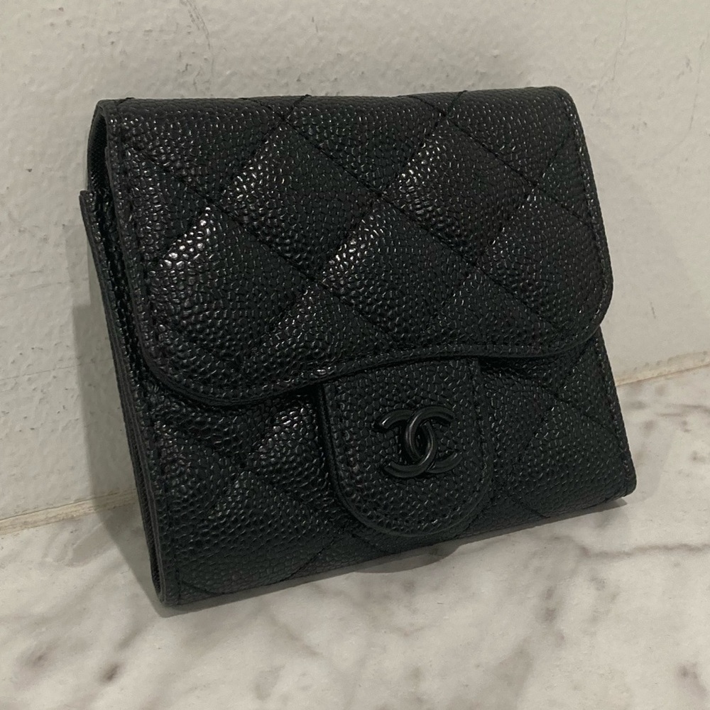 CC Black Faux Leather Quilted Wallet
